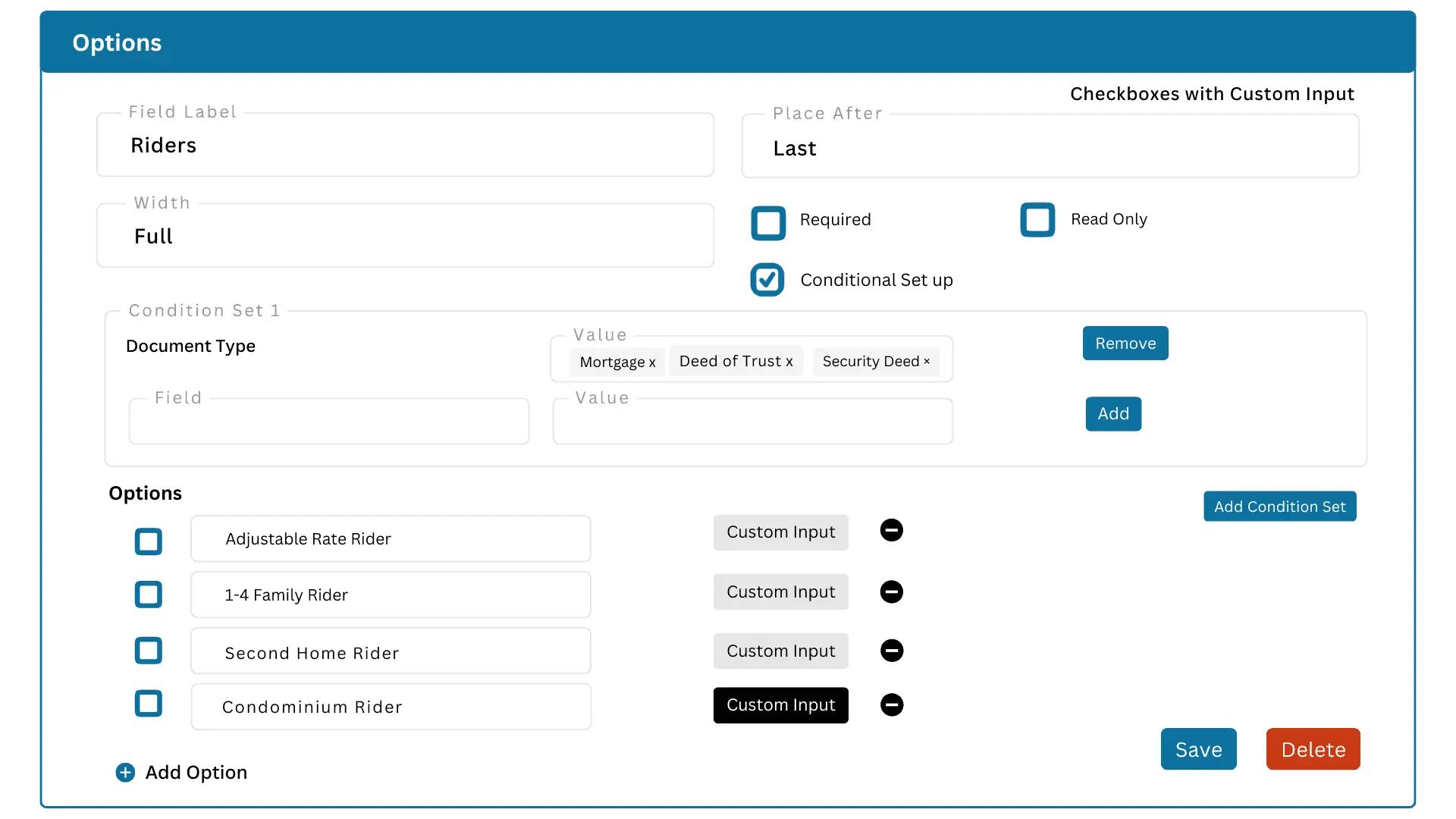 Custom intake order forms for creating real estate mortgage templates